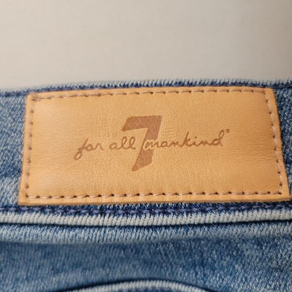 7 For All Mankind High Waist Ankle Skinny Jean Black Sequin Embroidery leg 32/26 - Picture 7 of 8